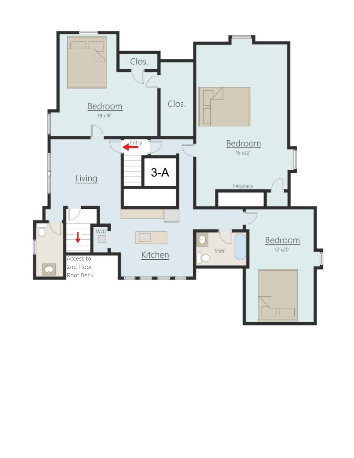 3 bedroom apartment floorplan - carlisle house